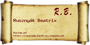 Rusznyák Beatrix névjegykártya