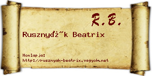 Rusznyák Beatrix névjegykártya